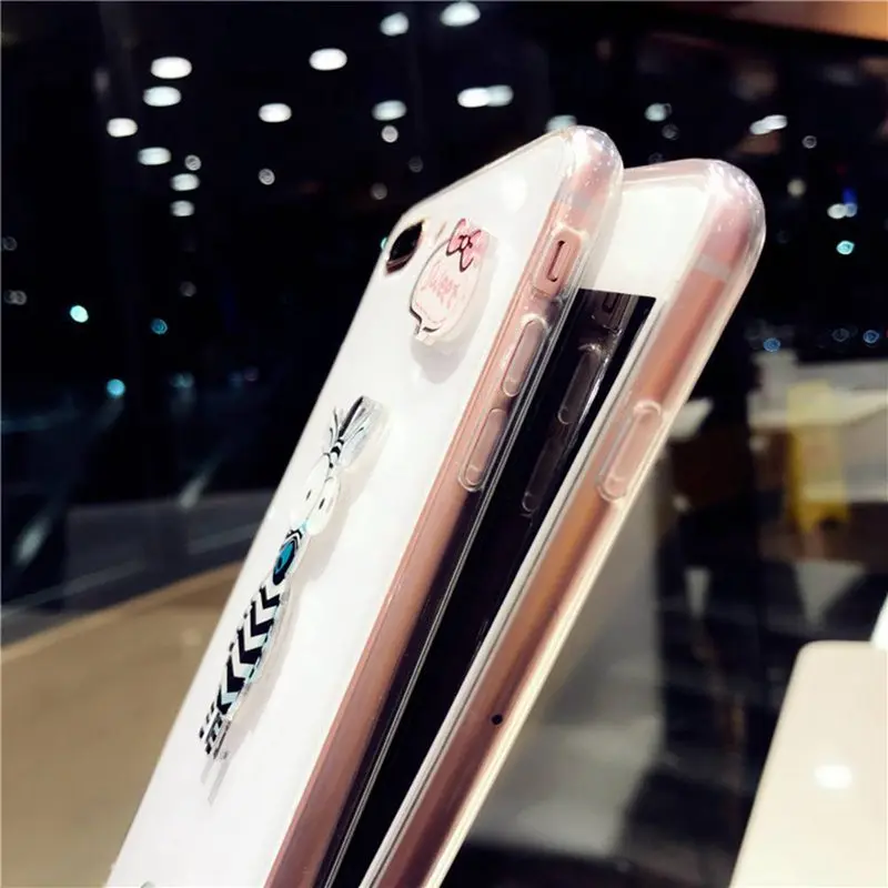 KISSCASE Cute Animal Case For iPhone 6 6S 7 8 Plus X Glossy Transparent Phone Cases Girly Back Covers |