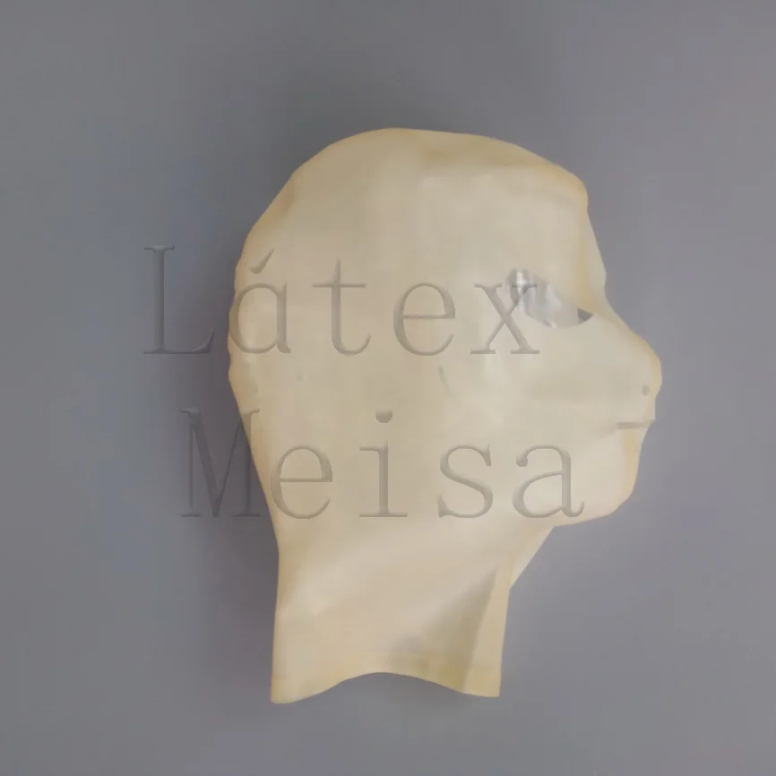 

Fetish Head adult's Latex hoods transparent rubber masks open eye nostrils and mouth with zip