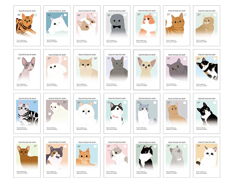 5.2*8cm 54pcs Mini Card cat stamp theme multi-use as Scrapbooking Craft Paper DIY Decoration gift card message | Дом и сад