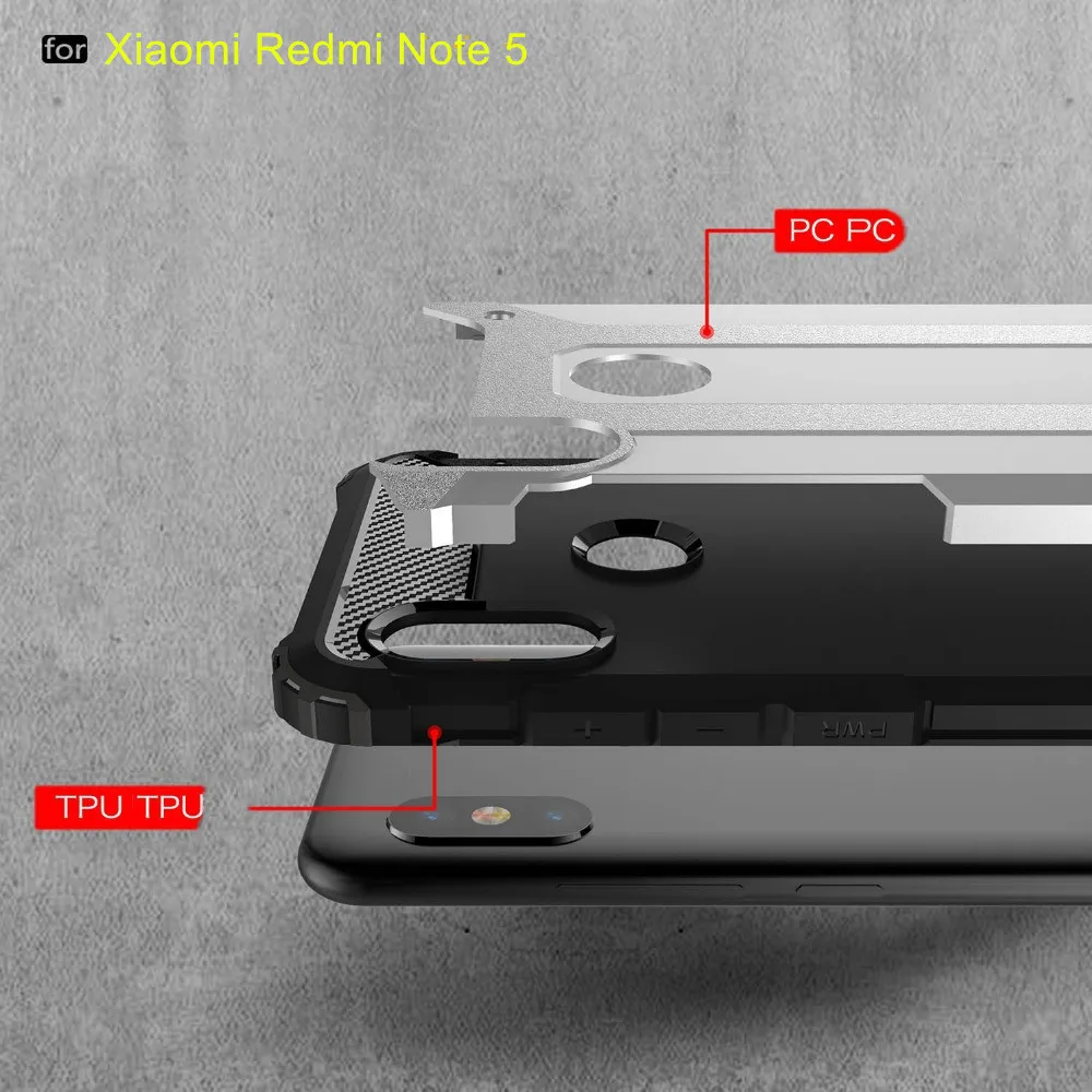 Чехол для Xiaomi Redmi Note 5 Роскошный Жесткий Прочный Гибридный армированный