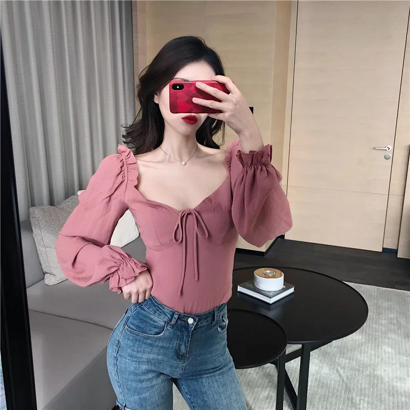 Blusas mujer de moda 2021 Брендовые женские блузки на весну и лето женский укороченный топ с