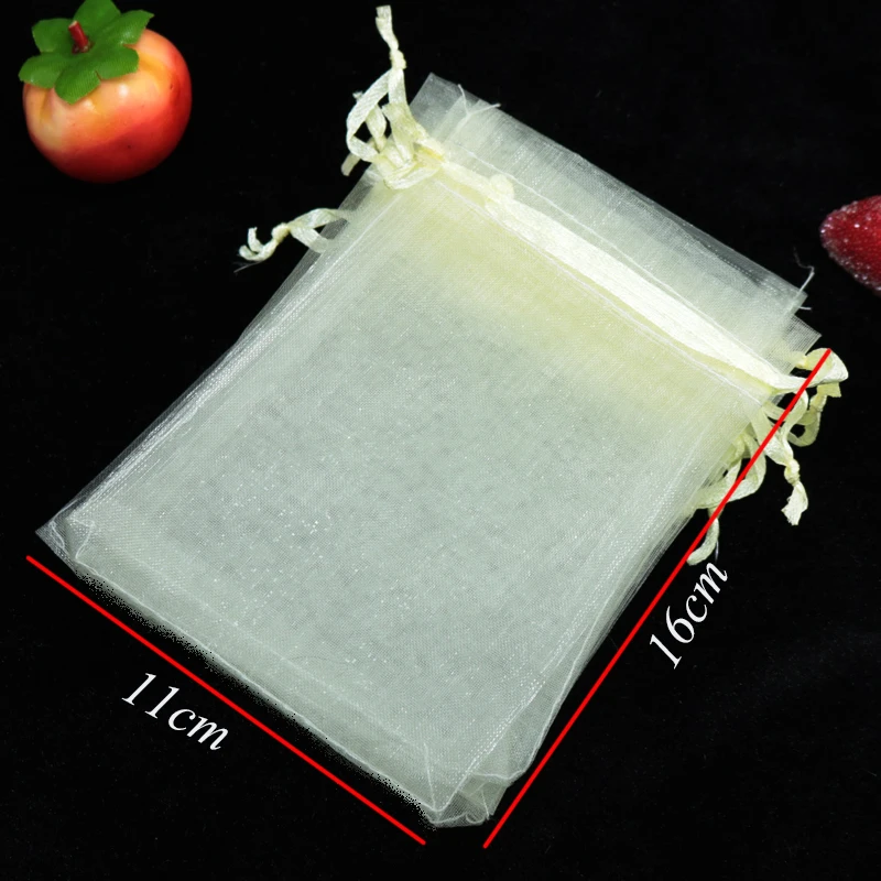 

High Quality 500PCs 11x16cm Beige Organza Jewelry Gift Present X-mas Pouch Bags organza jewelry bags