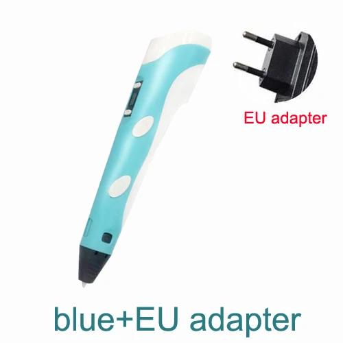 Blue-EU adapter 3D Ручка для рисования, регулируемая печать, детские развивающие игрушки, сделай сам, светодиодный ABS экран, креативный подарок, живопись, дизайн, 0,7 мм диаметр наконечника - Цвет: Blue-EU adapter