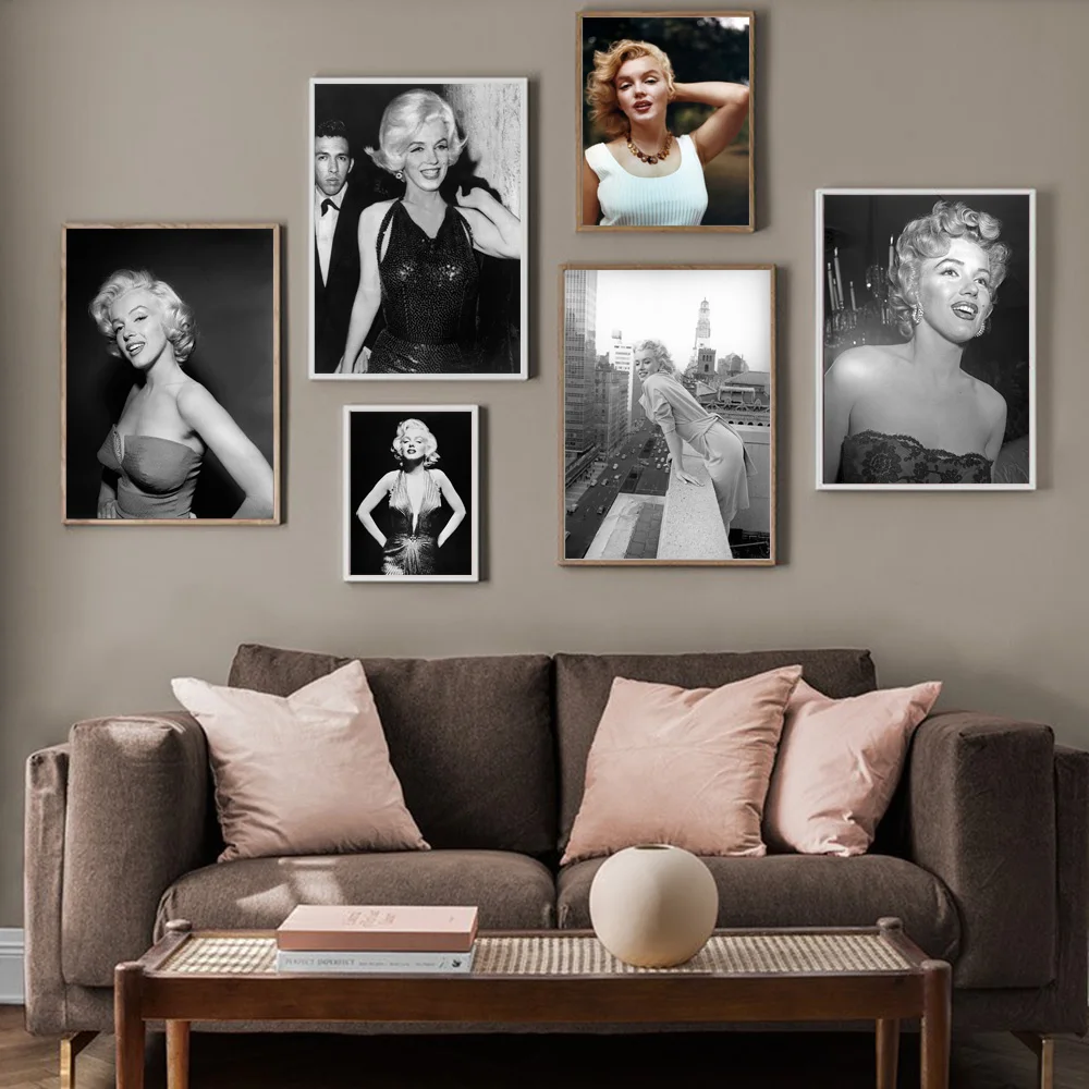 

Black White Figure Marilyn Monroe Photo Movie Star Nordic Poster Vintage Prints Wall Art Canvas Pictures For Living Room Decor