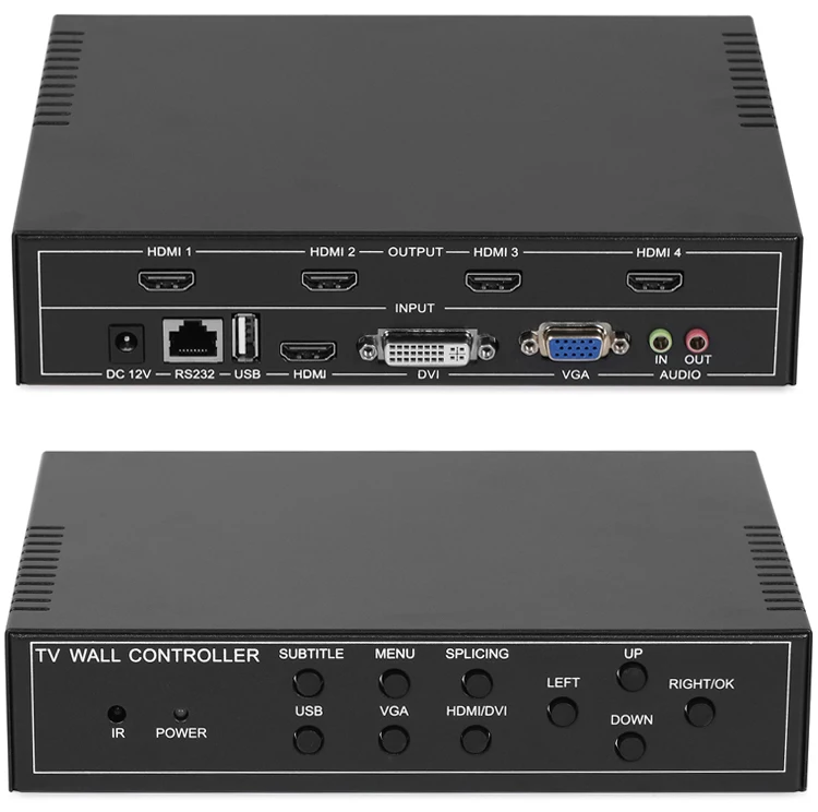 4 канала видео настенный контроллер HDMI видео процессор 2x2 с HDMI VGA DVI USB вход