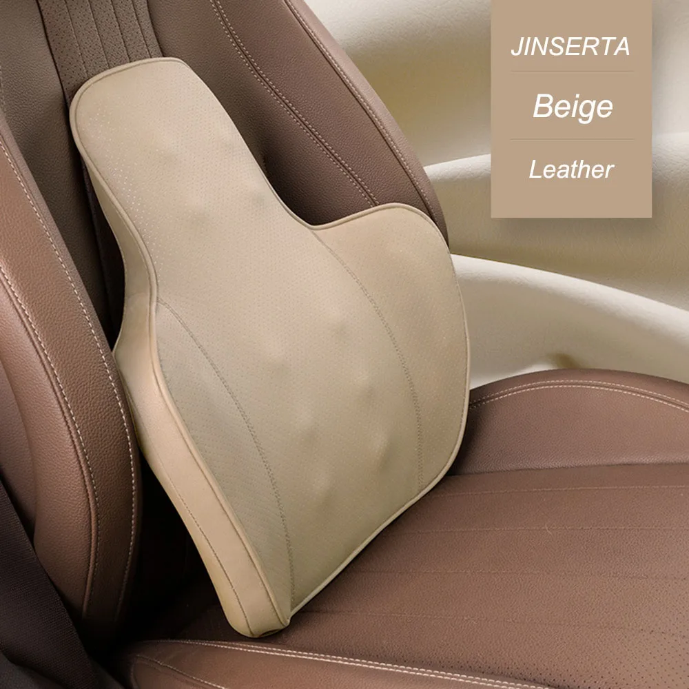 Beige-Waist2 JINSERTA из искусственной кожи подголовник автомобиля подушка для шеи авто подушки сиденья Поддержка спины поясничная Подушка с эффектом памяти чехол для сиденья дорожная подушка - Цвет: Beige-Waist2
