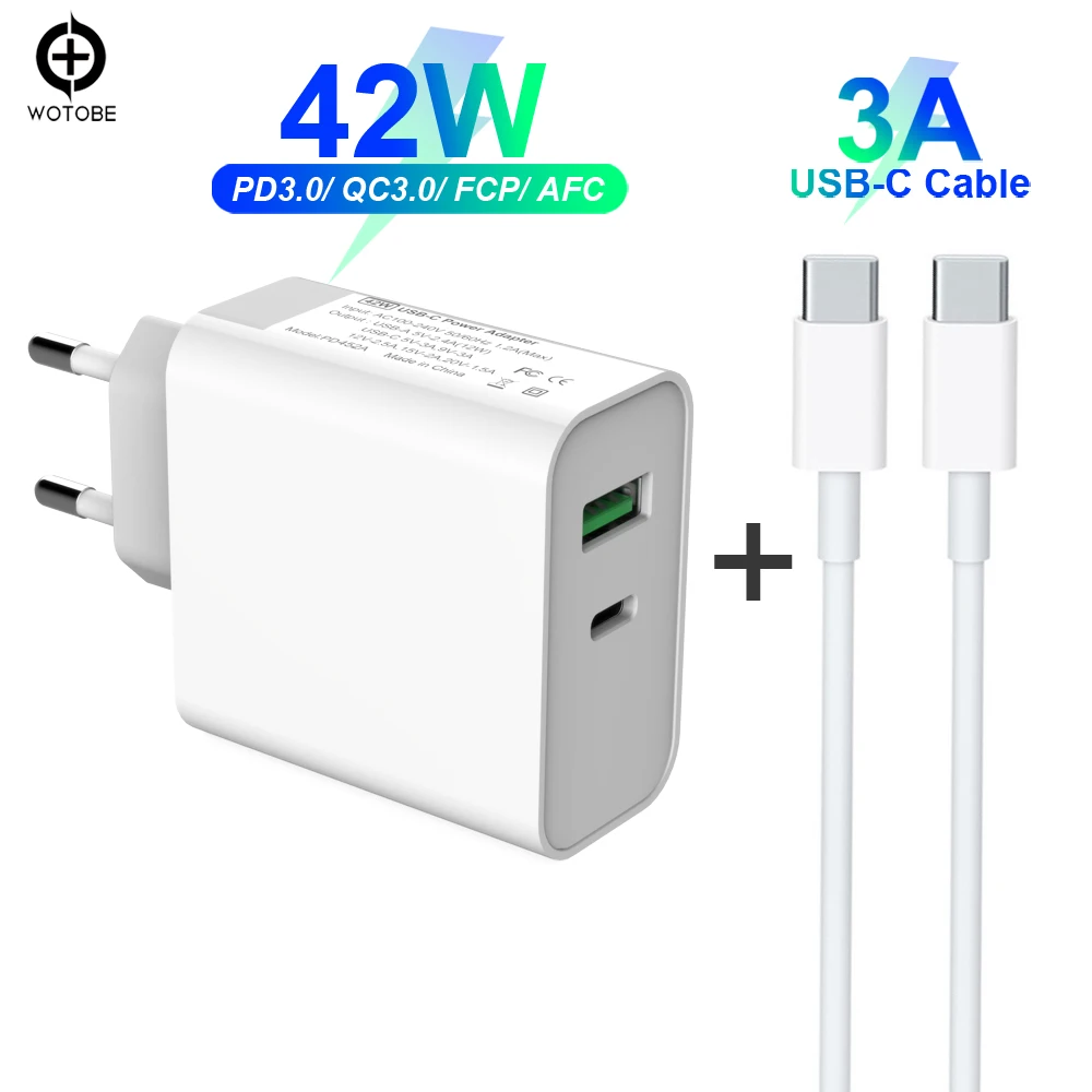 42 Вт TYPE-C USB-C адаптер питания, PD30W QC3.0 зарядное устройство для USB-C ноутбуков MacBook Pro/Воздушный iPad Pro samsung iPhone(стандартный кабель