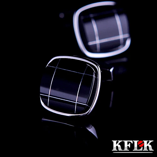 

KFLK Luxury shirt cufflink for mens Gifts Brand cuff bouton de manchette Black cuff link High Quality abotoaduras Jewelry