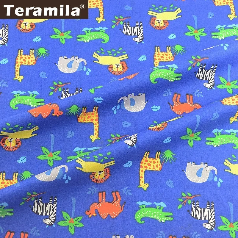 Teramila ткань из 100% хлопка с принтом животного голубая Анкары для рукоделия