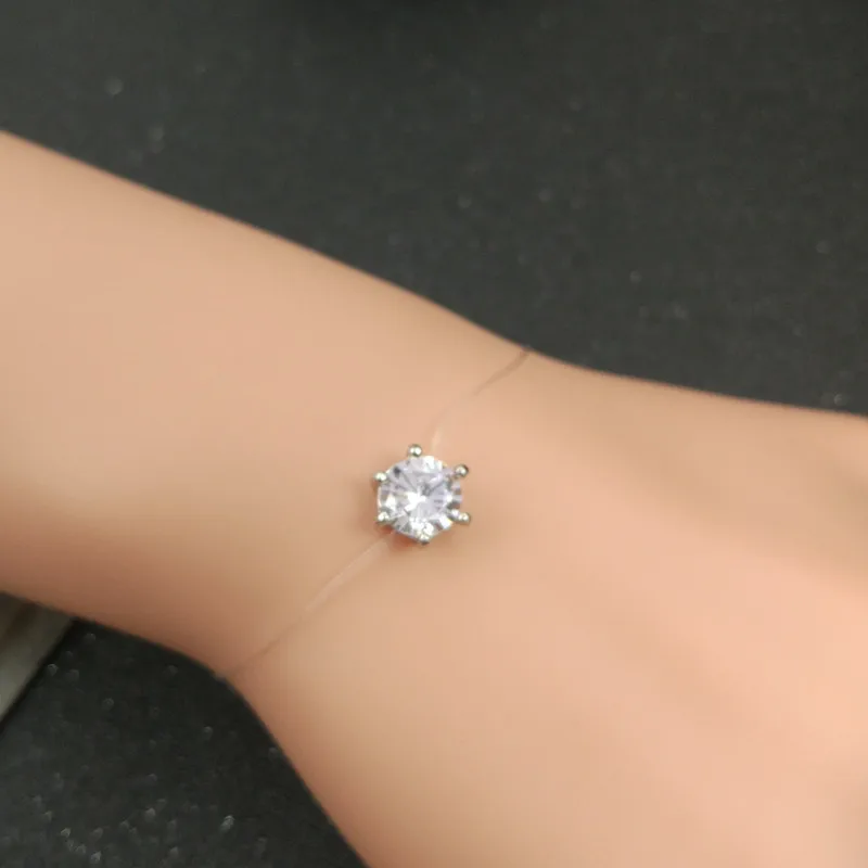 2018 новые незаметные лески ясно AAA + CZ браслет с подвеской для женщин Серебряный