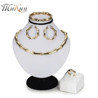 mukun wholesale 2018 dubai gold color bridal jewelry sets fashion african beads jewelry set big nigeria wedding necklace set