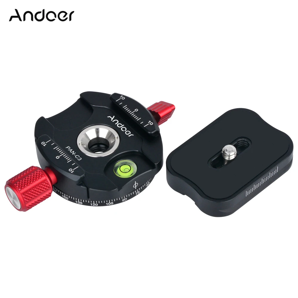 Andoer PAN C1 панорамной штативной головки Зажим адаптер Алюминий сплав с пластиной
