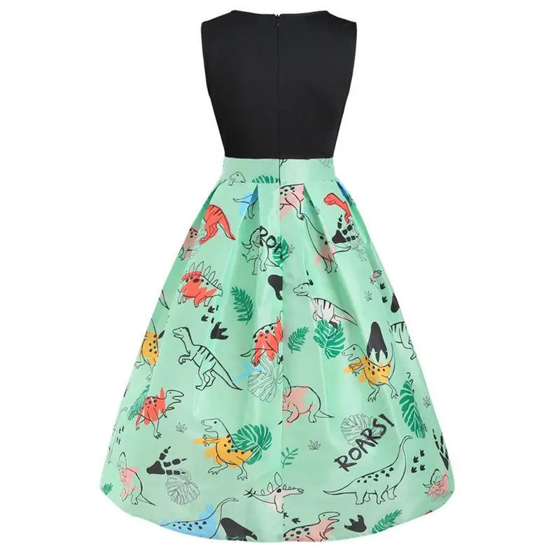 Женское винтажное платье без рукавов с принтом животных милые вечерние