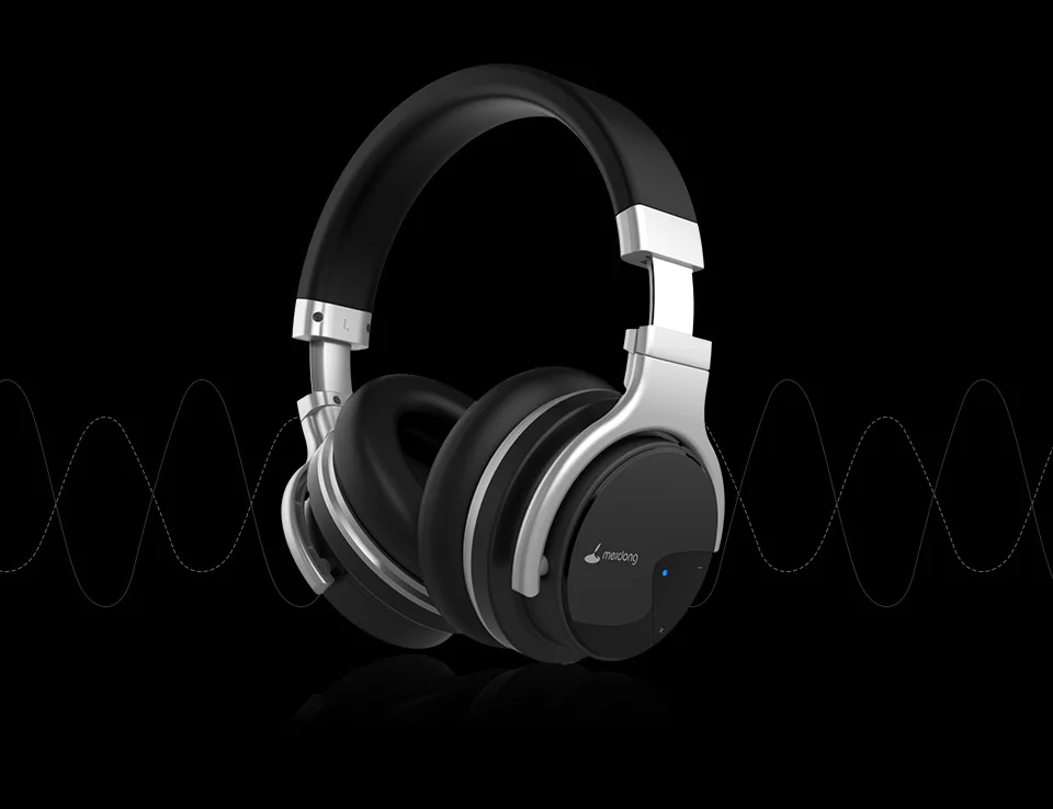 Meidong E7B Bluetooth наушники активного Шум шумоподавления наушники Беспроводной гарнитура может достигать 30 часов Накладные наушники с микрофоном глубокий бас-гитара