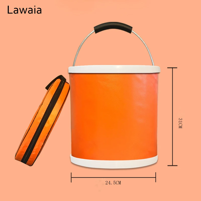 Lawaia Folding Fishing Box Bucket Portable Boat Tool Buckets Telescopic 11L 20L Orange Tackle | Спорт и развлечения