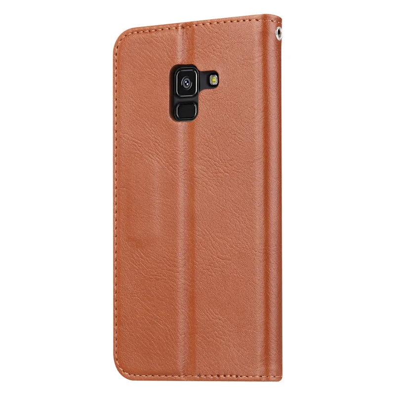 Роскошный флип чехол для Samsung A6 A8 Plus 2018 деловой из искусственной кожи с отделением