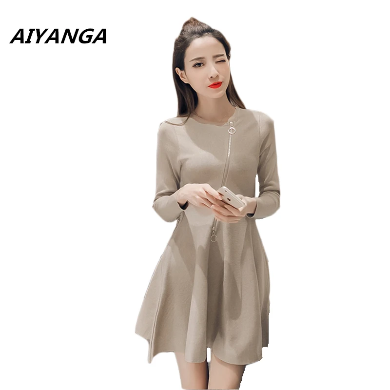 Лидер продаж Стильное женское эластичное трикотажное платье Осень-зима новинка