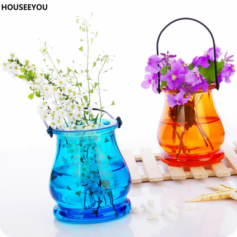 Multicolour Transparent Hanging Glass Vase Indoor Plants Small Bottle Brief Hydroponic Container Pendant Fiower Vases Home Decor | Дом и сад