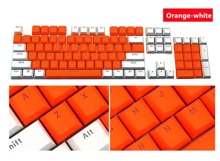 orange-white DIY геймерские игровые колпачки для клавиш 104 стандартная механическая клавиатура умная комбинация двухцветная клавиатура - Цвет: orange-white