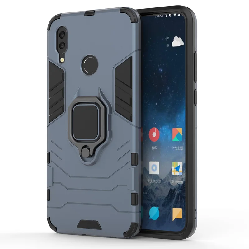 Leanonus PC+TPU Back Bracket Case For Huawei P Smart 2019 Cover Soft Ring Stand PC Bumper for Fundas Coque |