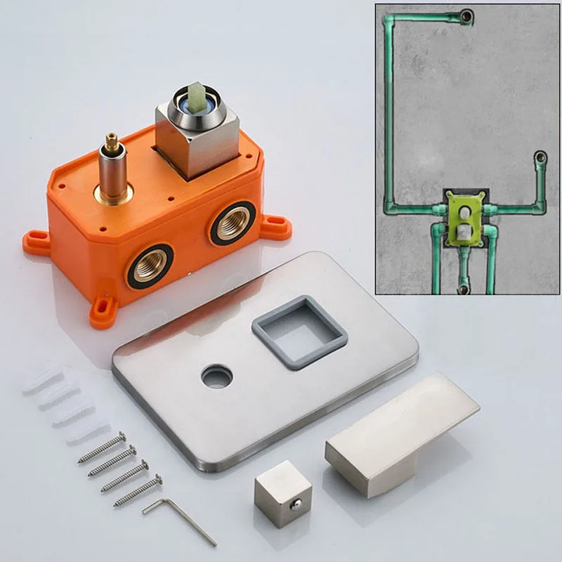 

Embedded Box Shower Mixer Valve Wall Mounted Shower Faucet Control Valve Brass Faucet Control Handle Orange Box Mixer Valve