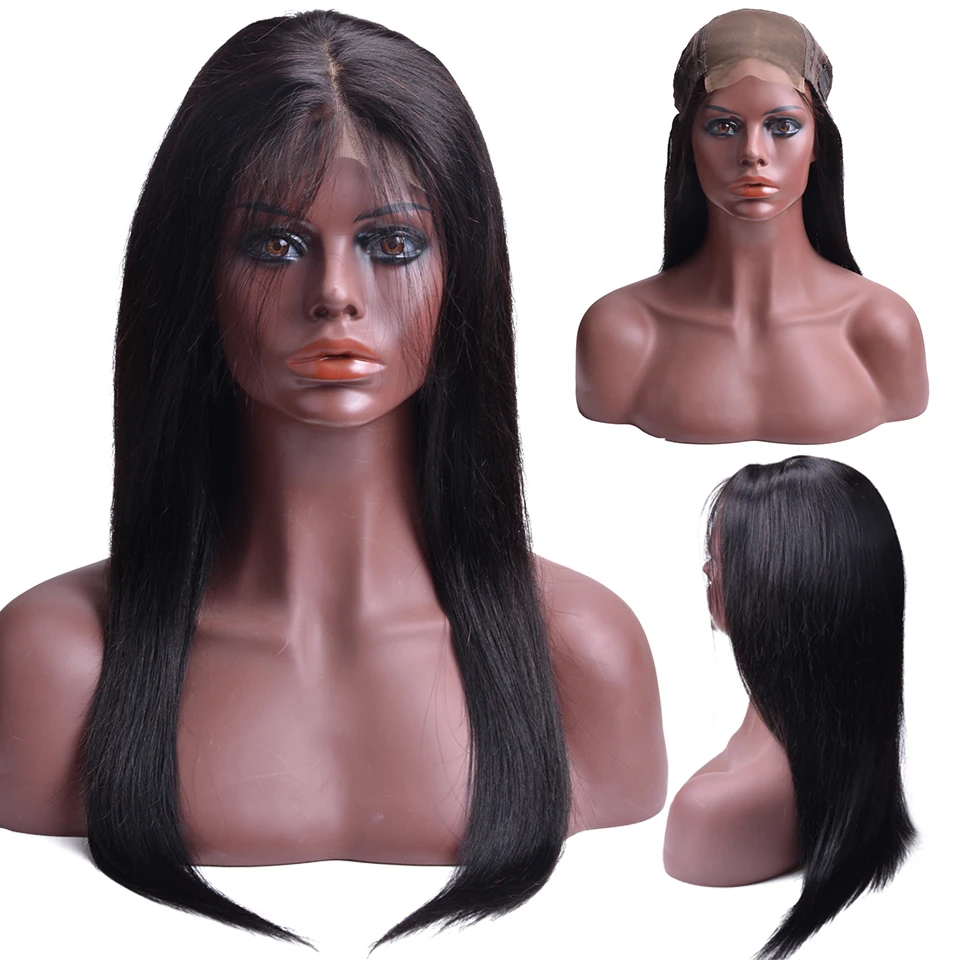 Бразильский прямые 100% человеческих волос кружева закрытия парики для черный Для