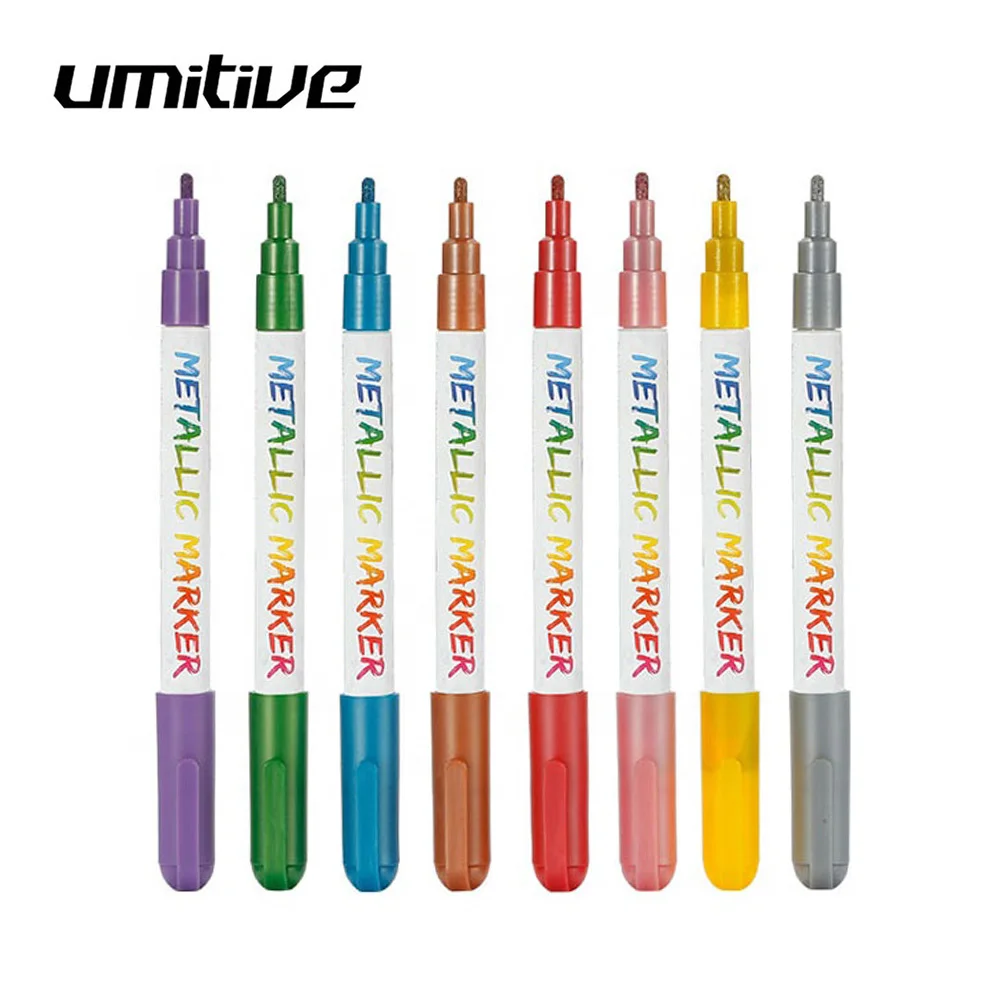 

Umitive 8 Colors 3mm Colorful Erasable Metallic Marker Pens Paint Marker Graffiti Multicolor Pen Stationery