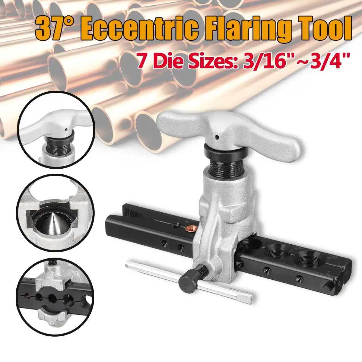 

7Die 3/16-3/4 37C Eccentric Flaring Copper Tube Pipe Refrigeration Tools Set