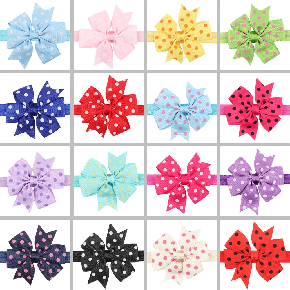 

100 pcs/lot , Polka Dot grosgrain ribbon bow headband