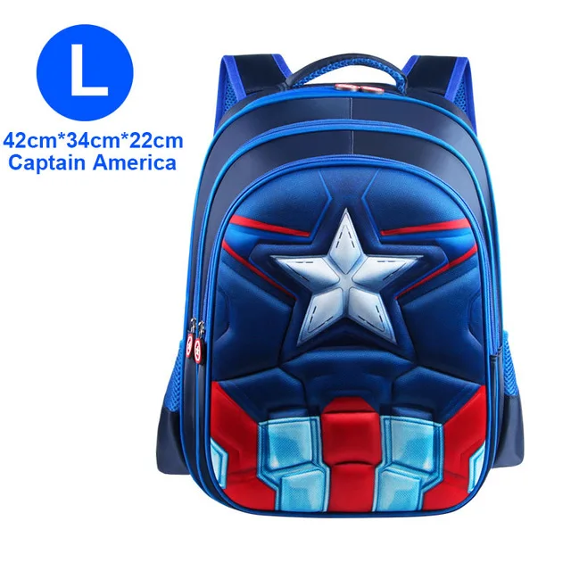 Blue L Captain Человек-паук Супермен Капитан Америка Дети 3D Аниме Портфель Дети Мальчики/Девочки Рюкзак Школьная Сумка; Человек-паук mochila - Цвет: Blue L Captain
