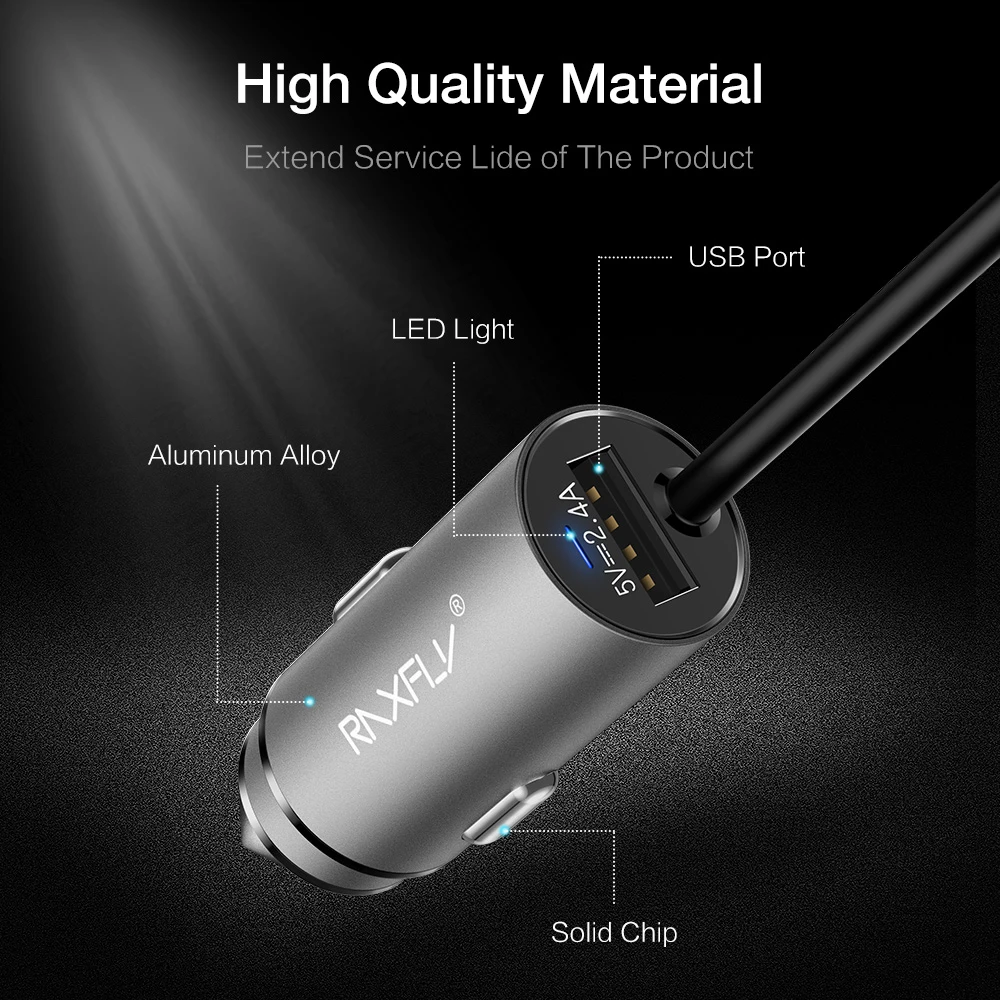 Автомобильное зарядное устройство RAXFLY USB Micro Lighting кабель для iPhone XS Max Samsung Tablet