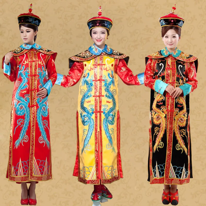 China Manchu Qing Dynasty Queen Empress Robe Dress Cosplay For Lady Chinese traditional Women Clothing Act Costume Drop Shipping