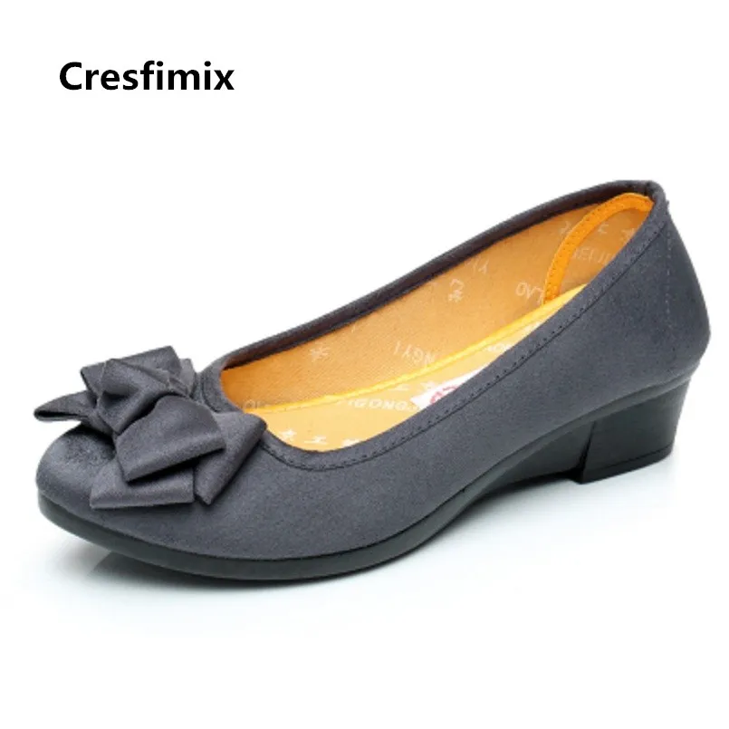 Cresfimix женские удобные слипоны с галстуком-бабочкой обувь на плоской подошке