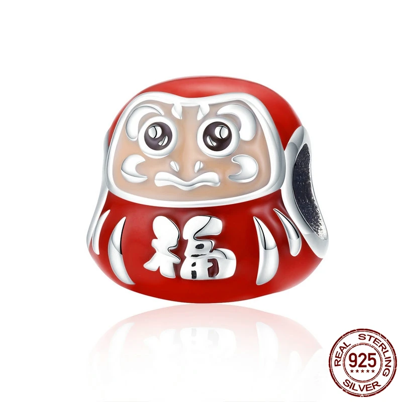 FURUYA горячая Распродажа 925 пробы серебро Япония Daruma красные Эмалевые бусины подходят к оригинальному браслету Pandora DIY бусины ювелирные изделия
