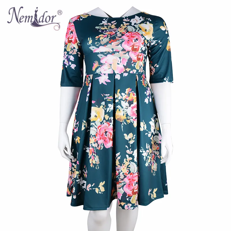 Женское винтажное платье миди с рукавом до локтя V образным вырезом|swing dress|print