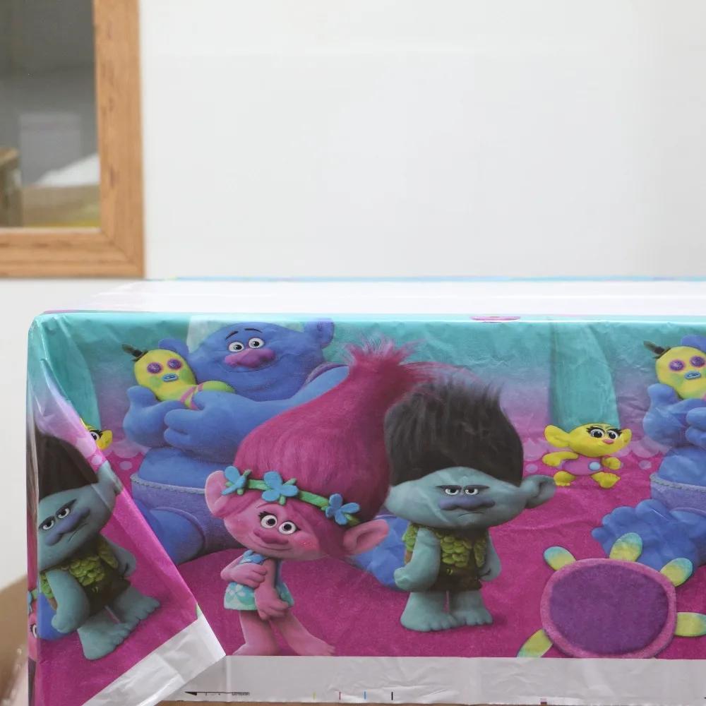 1PCS \ много тролли Пластик Tablecover Дети сувениры мультфильм тема скатерть Baby Shower