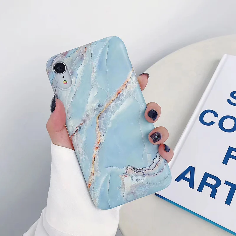 Классические Чехлы под мрамор для iPhone XR XS Max X 6 6S 7 8 Plus камень матовый IMD Мягкий защитный чехол для телефона