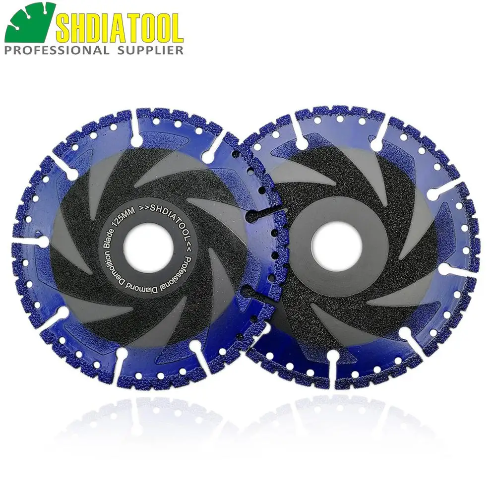 

SHDIATOOL2pcs 5"/125mm Vacuum Brazed Diamond Blade Cutting Disc Rescue Diamond wheel SawBlade Demolition Rebar Iron Hard Granite