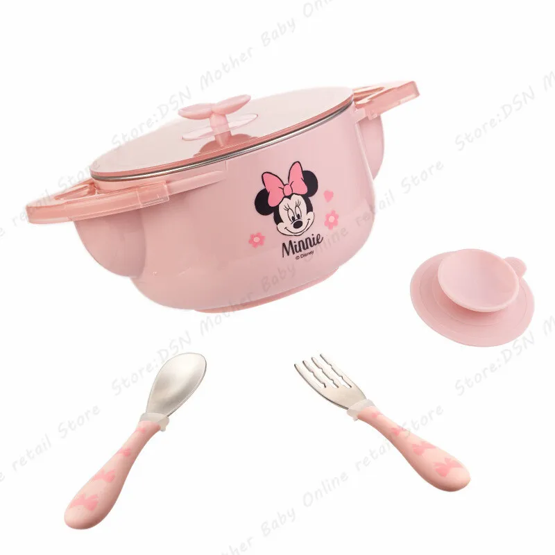 

3 piece Dinnerware Sets Disney Child Baby Assisted Dishes Use Water Temperature Adjustment Health Bottom Suction Cup Anti-fall