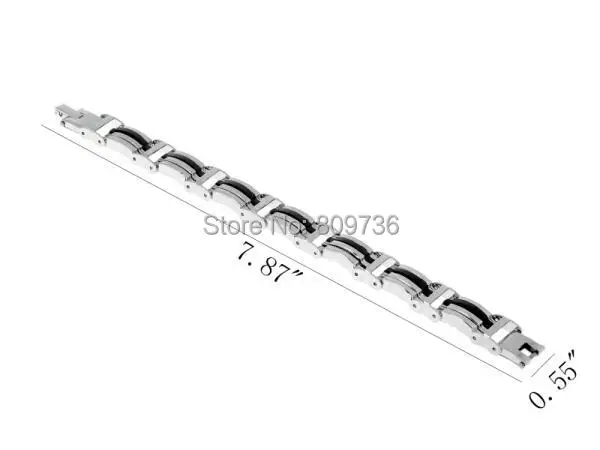 12pcs/lot Mix style Chain Link Wristband Bangle Cuff Men Stainless Steel Bracelet Rubber men Jewelry Wholesale Free Ship | Украшения и