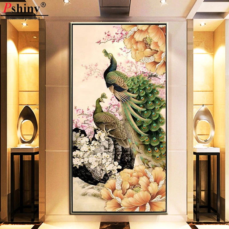 

Pshiny DIY 5d алмазная живопись, вышивка крестиком, животные, павлин, полная выкладка, алмазная вышивка, цветы, украшение для дома F231