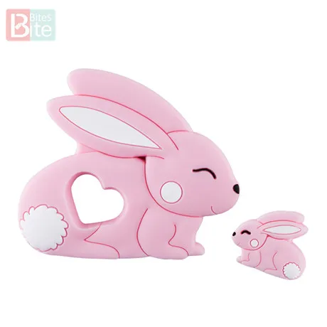 Pink Bunny Укус укусов 2 шт./компл. Черепаха силиконовый детский Прорезыватель для зубов "сделай сам" для изготовления Еда Класс коала силиконовые крошечные стержень при прорезывании зубов силиконовые бусины комплект ювелирных изделий - Цвет: Pink Bunny