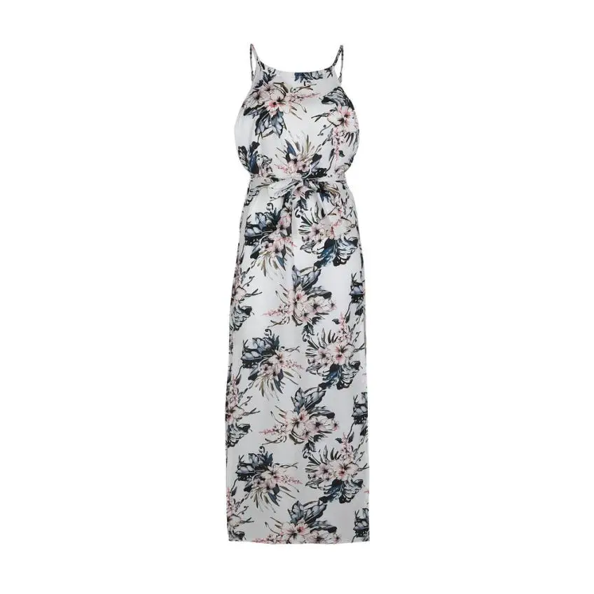 Женское летнее Пляжное Платье макси с цветочным принтом Boho Элегантное платье 2018