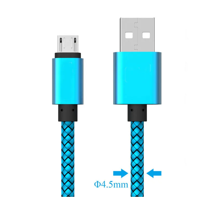 Нейлоновый адаптер с двумя usb портами 5 В 2 А металлический штекер 1 м micro USB быстрая