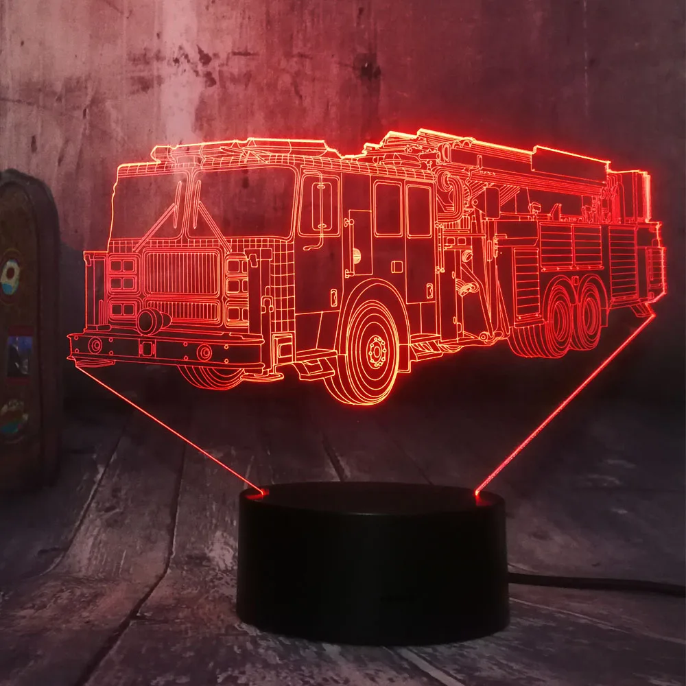Крутой огненный двигатель автомобиля 3D светодиодный 7 цветный фонарик