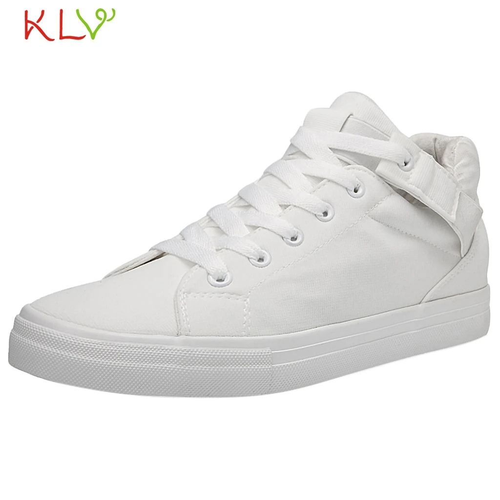 White Canvas Shoes Новое поступление года; высококачественные мужские туфли на плоской подошве; Дышащие Модные мужские повседневные парусиновые белые туфли; zapatos hombre; мужские туфли на плоской подошве; 18Dec4 - Цвет: White Canvas Shoes