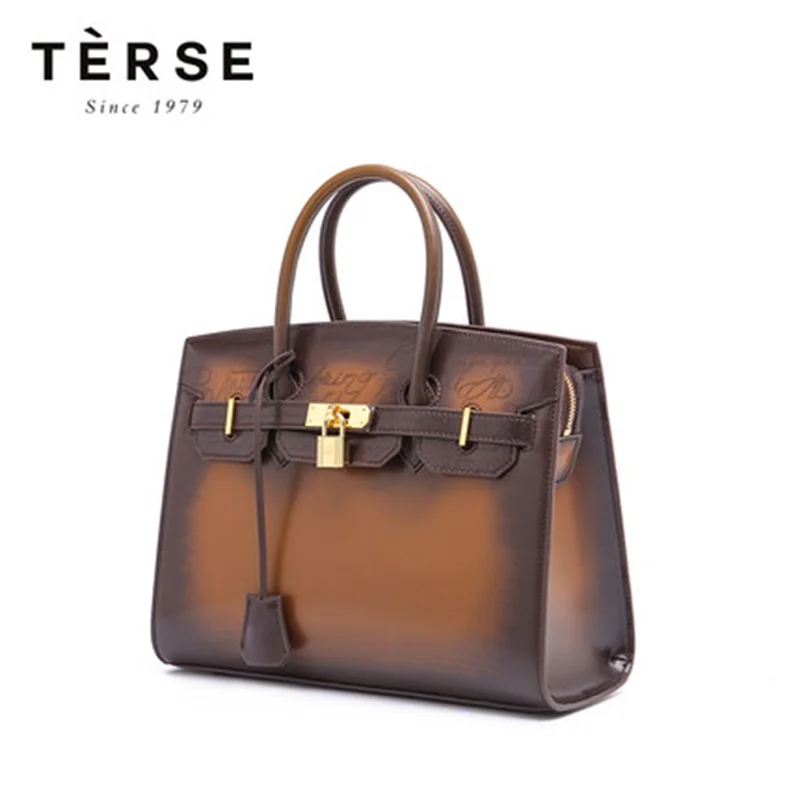 

TERSE 2018 New Women's Bag Handbags Calfskin Leather Handbag Tote Bag Luxury Brand Large Capacity Customize Logo 9201-1
