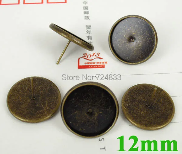 Винтажные серьги пупыри с бронзовым покрытием 12 мм|stud earring post|earring postscabochons wholesalers |