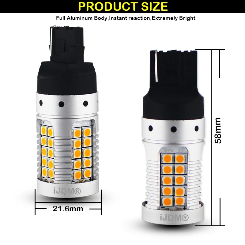 (4) Canbus No Hyper Flash Янтарный Желтый 7440 W21W WY21W T20 светодиодный Сменные лампы для авто