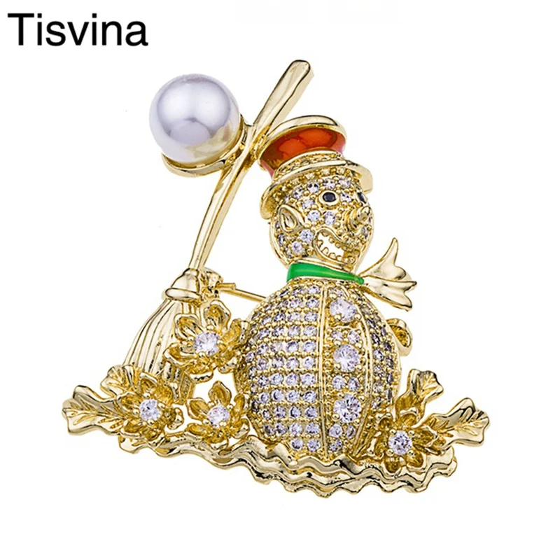Tisvina женские жемчужные броши с дизайном Снеговик Мужская детская одежда свитер